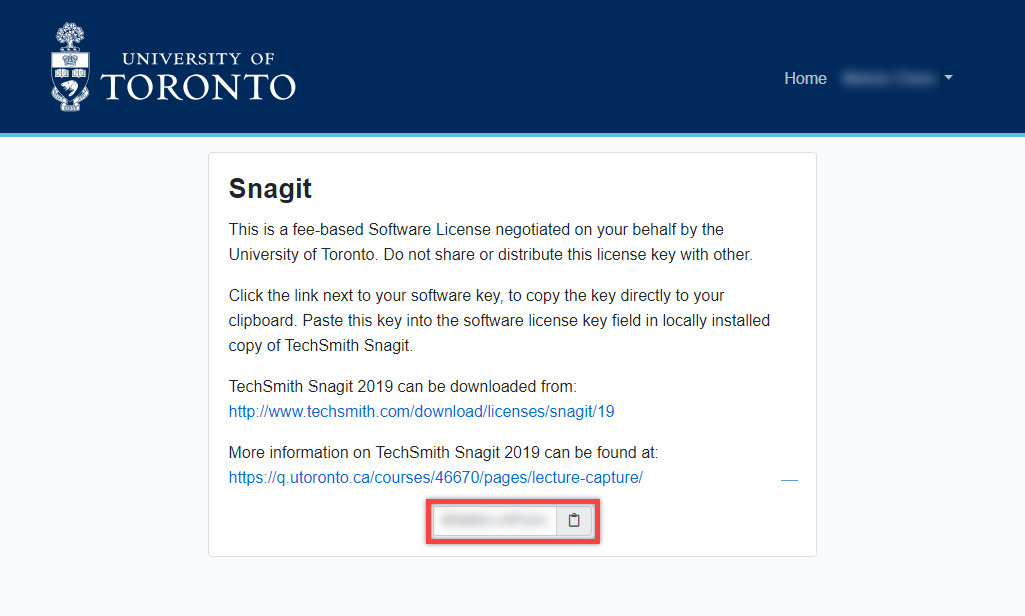 ACT License for Snagit Page
