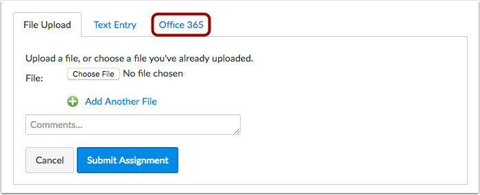 Office 365 file upload assignment