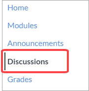 Discussions Link in the course navigation menu